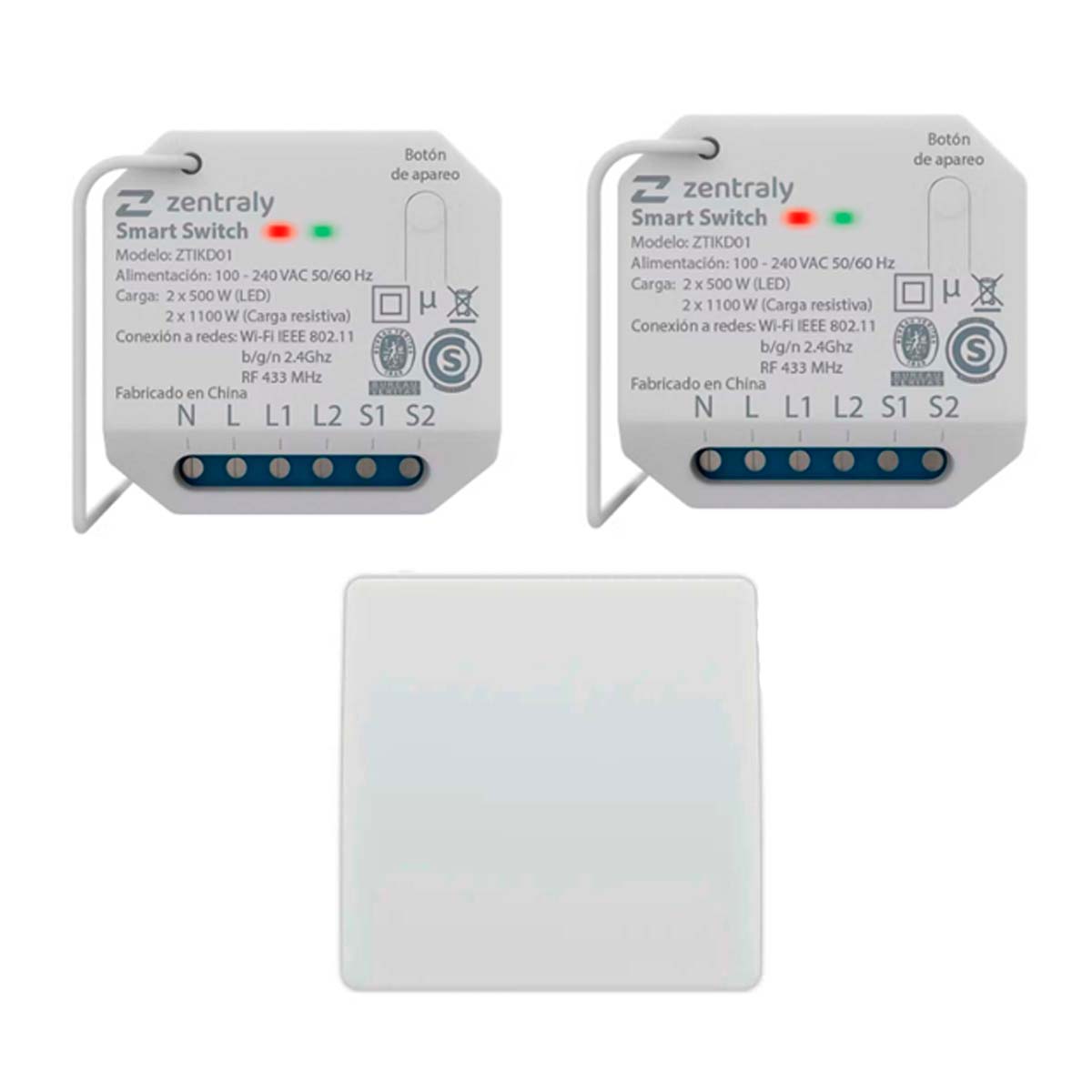 ZENTRALY 2 SMART SWITCH DUAL Y LLAVE SIMPLE KINETIC