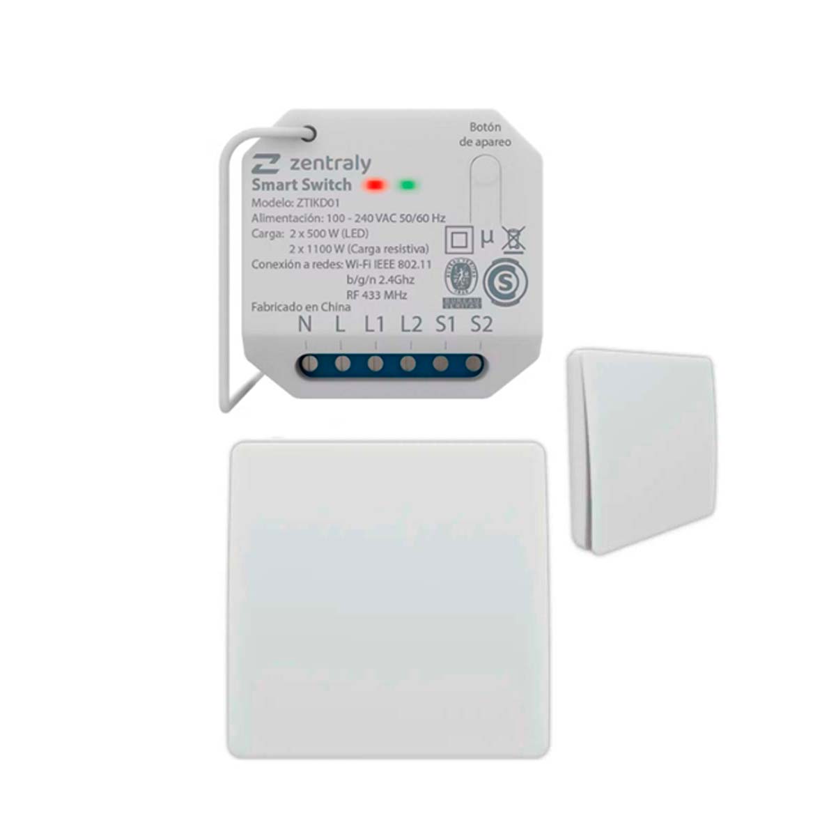 ZENTRALY SMART SWITCH DUAL Y 2 LLAVES SIMPLE KINETIC