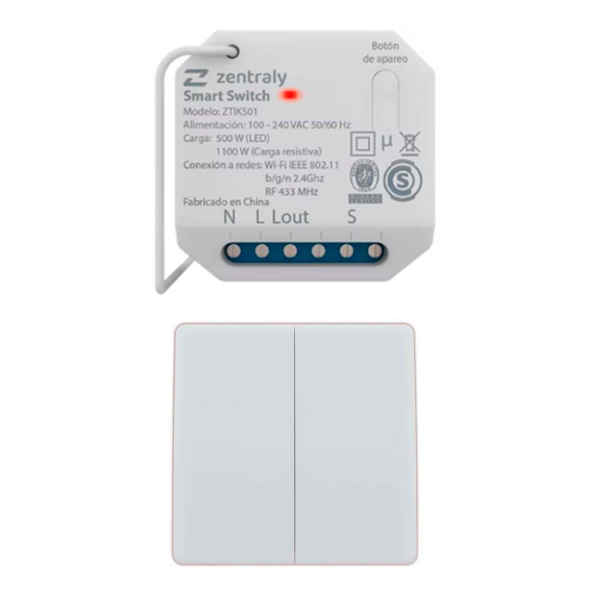 ZENTRALY SMART SWITCH SIMPLE Y LLAVE DOBLE KINETIC