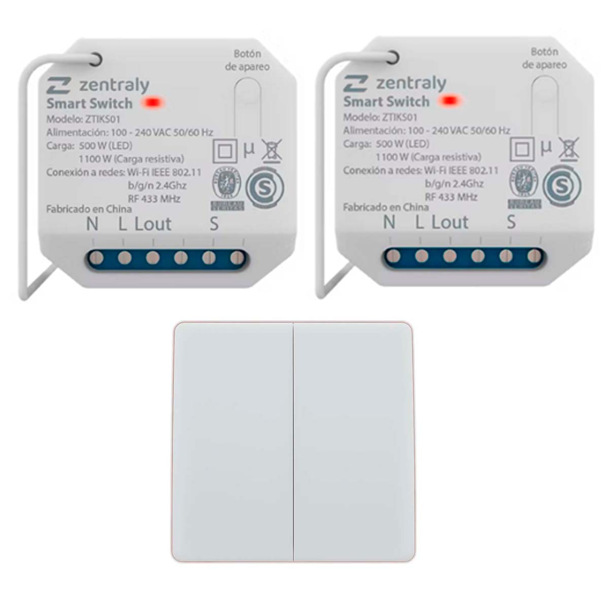 ZENTRALY 2 SMART SWITCH SIMPLE Y LLAVE DOBLE KINETIC