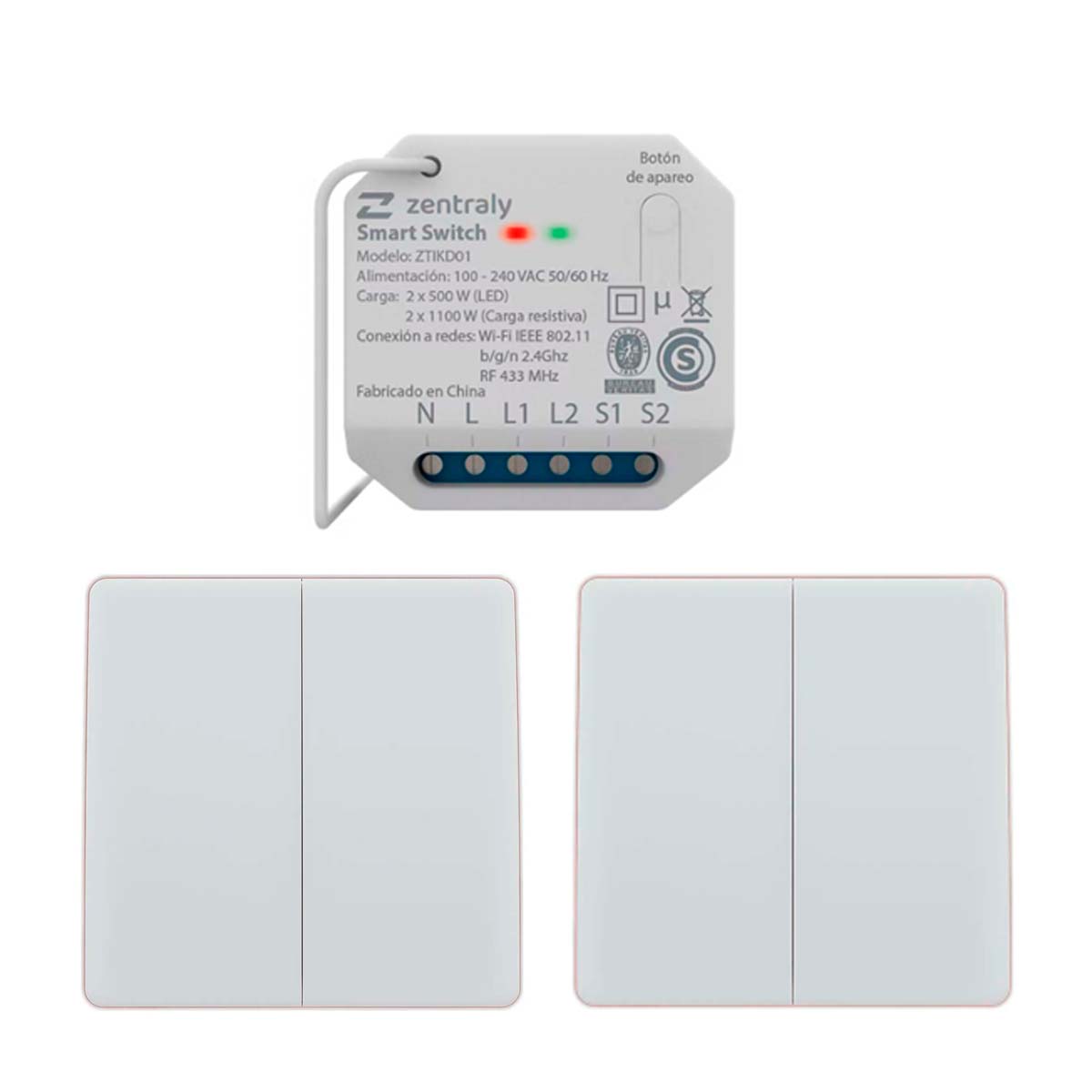 ZENTRALY SMART SWITCH DUAL Y 2 LLAVES DOBLE KINETIC