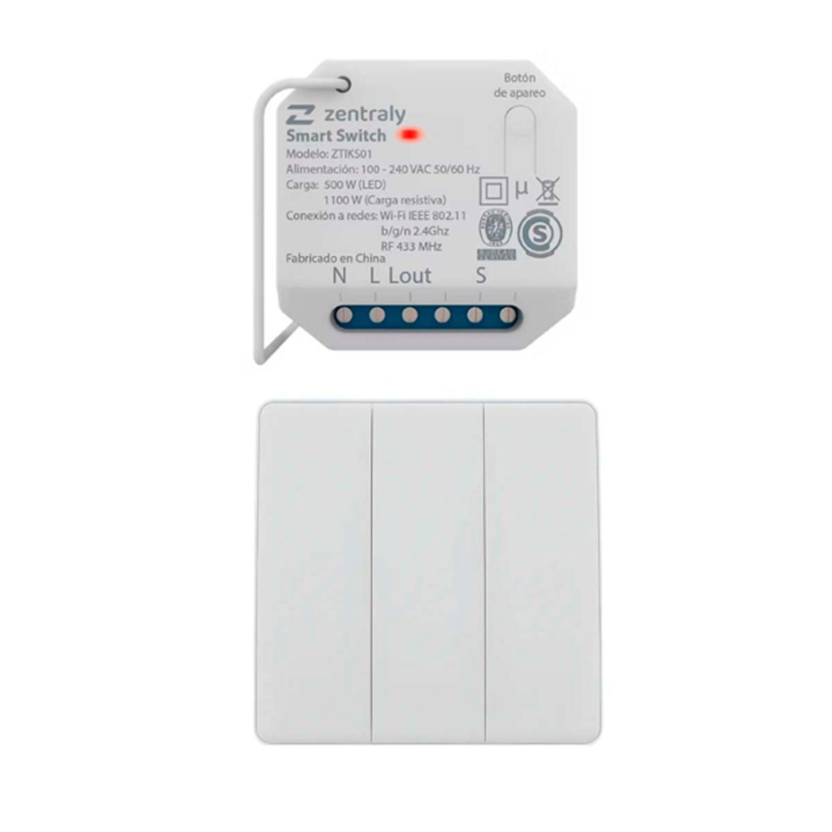 ZENTRALY SMART SWITCH SIMPLE LLAVE TRIPLE KINETIC