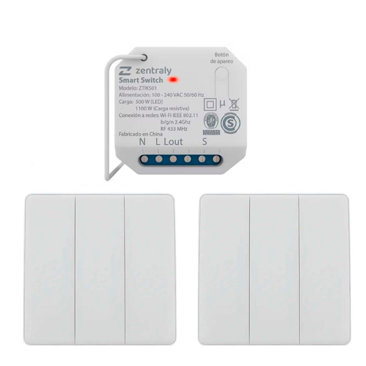 ZENTRALY SMART SWITCH SIMPLE 2 LLAVES TRIPLE KINETIC