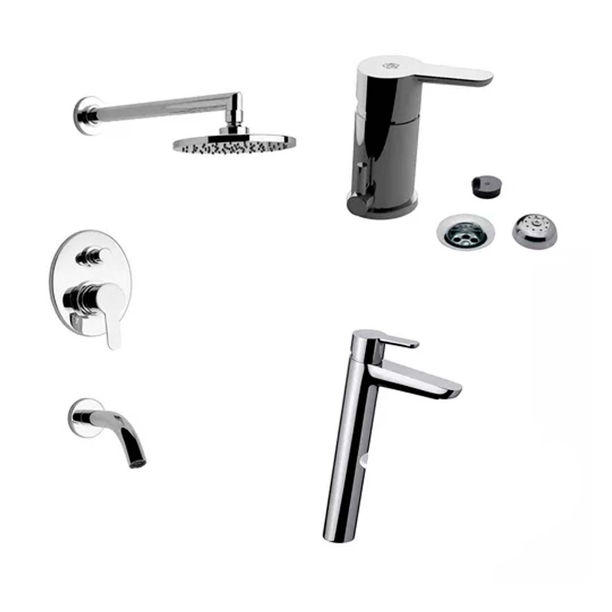 SET GRIFERÍA DE BAÑO 3 PIEZAS PUELO FV CON LAVATORIO MESADA