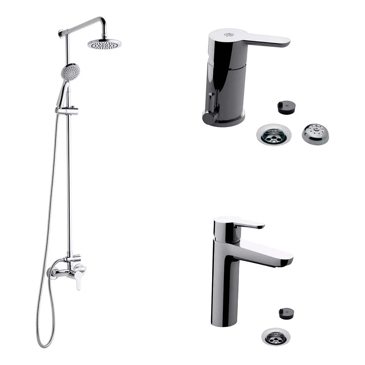 SET GRIFERÍA DE BAÑO 3 PIEZAS PUELO FV DUCHA BIDE LAVATORIO