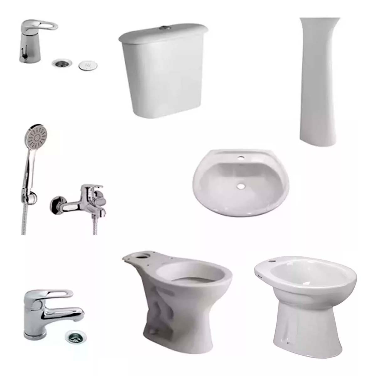 JUEGO DE BAÑO COMPLETO ANDINA FERRUM Y GRIFERÍAS ARIZONA FV