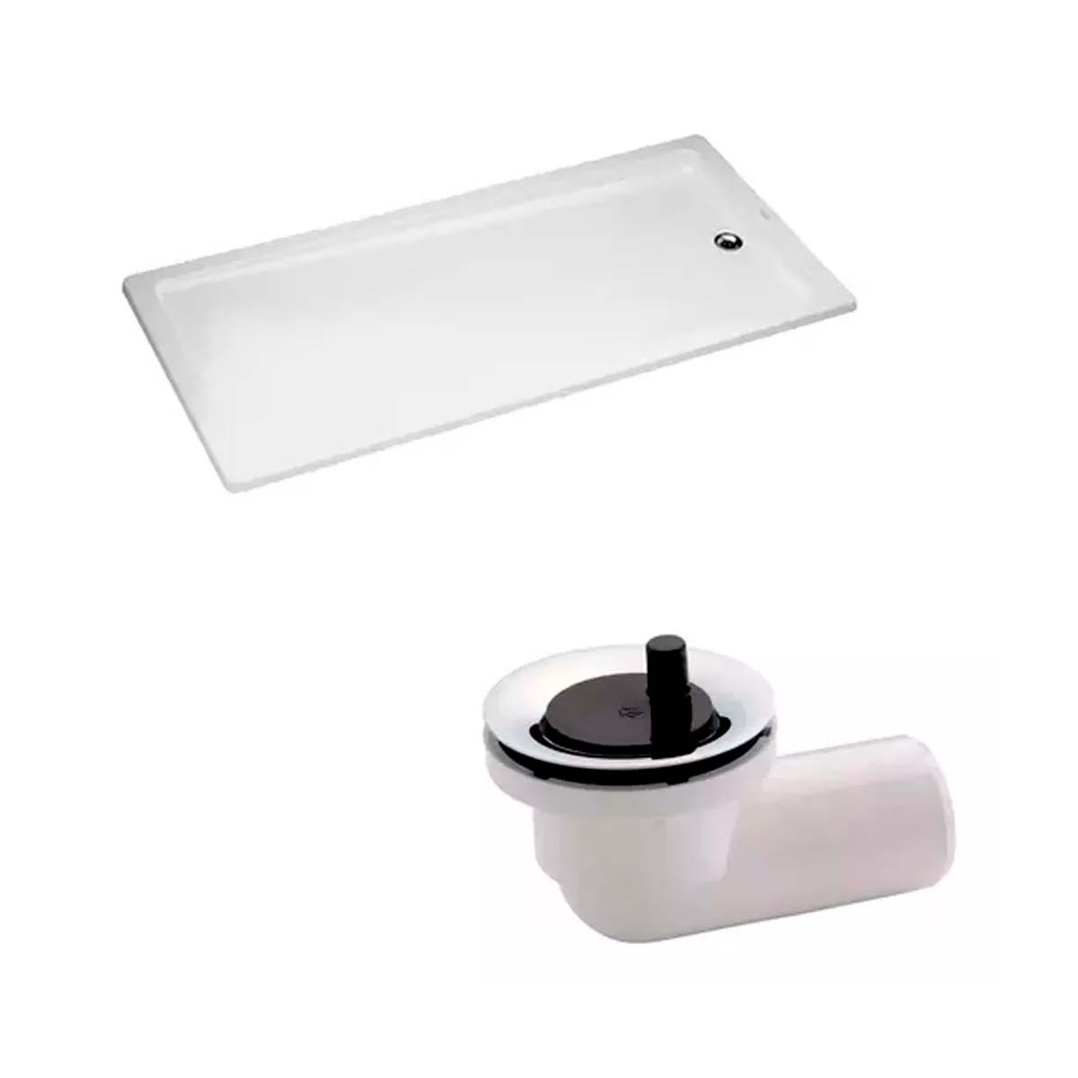 COMBO RECEPTÁCULO FERRUM NIZA 140X75 + DESAGÜE FV P/BAÑERA