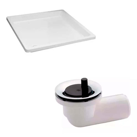 COMBO RECEPTÁCULO FERRUM NIZA 80X80 + DESAGÜE FV P/BAÑERA