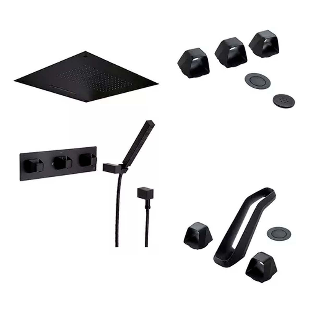 SET GRIFERÍA DE BAÑO 3 PIEZAS FV KING 3D NEGRO