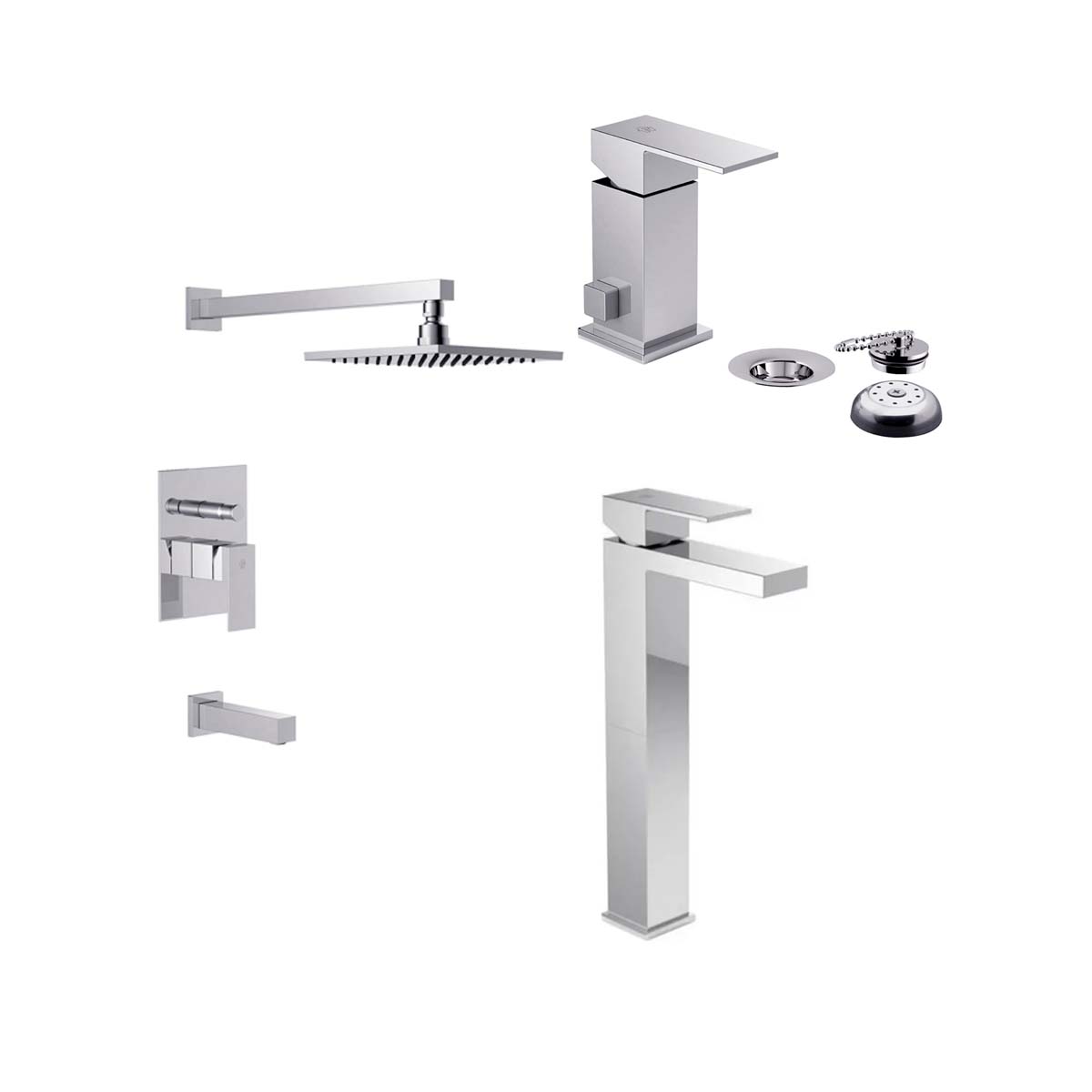 CONJUNTO FV DOMINIC DUCHA BIDE Y LAVATORIO ALTO MONOCOMANDO