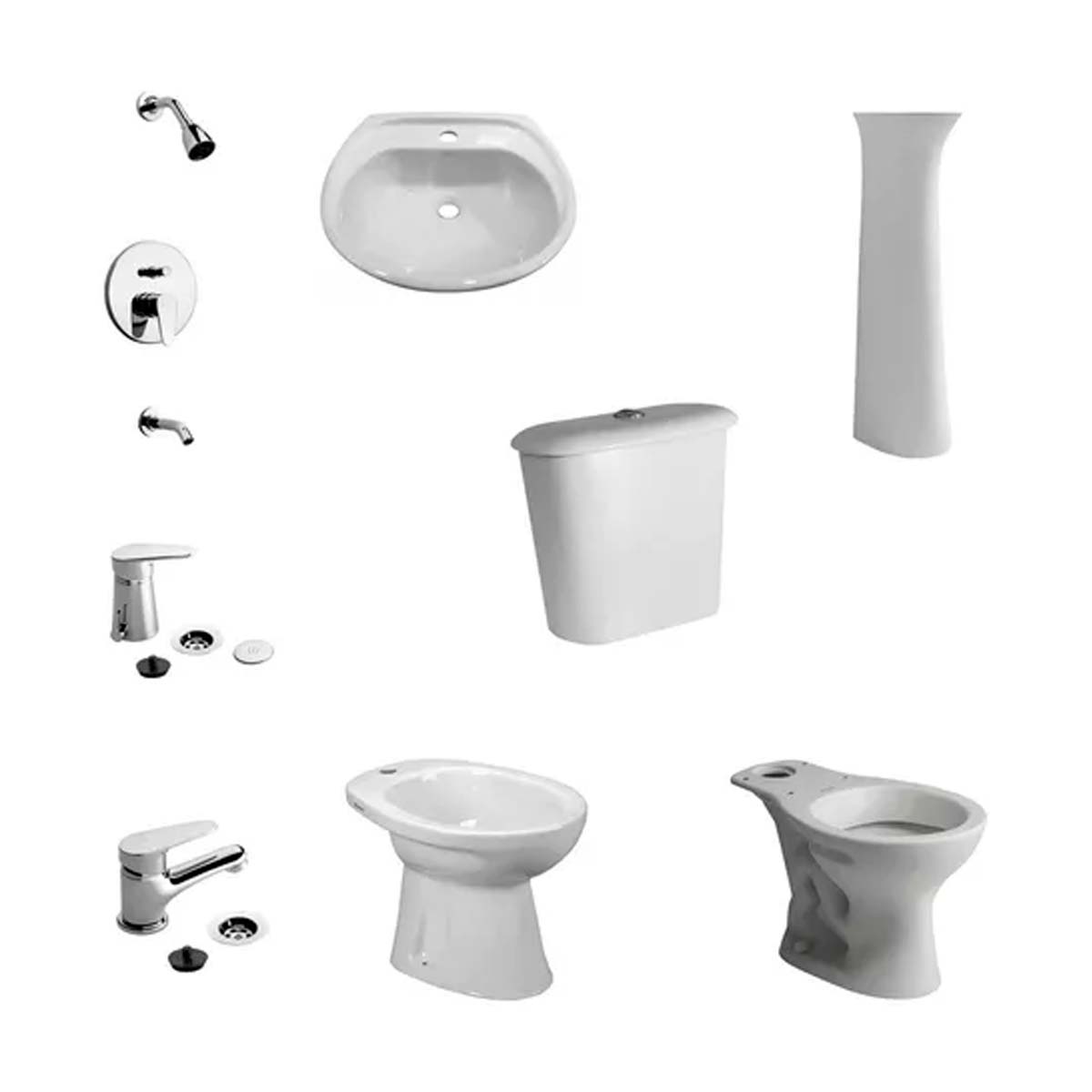 JUEGO DE BAÑO COMPLETO ANDINA FERRUM Y GRIFERÍAS M4 FV