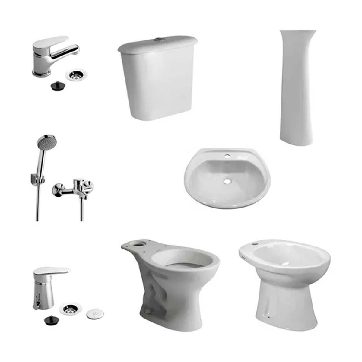 JUEGO DE BAÑO COMPLETO ANDINA FERRUM Y GRIFERIAS M4 FV
