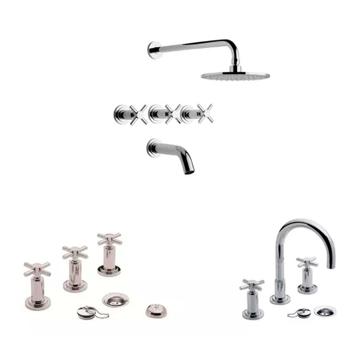SET GRIFERÍA DE BAÑO 3 PIEZAS TEMPLE FV CON LAVATORIO MESAD