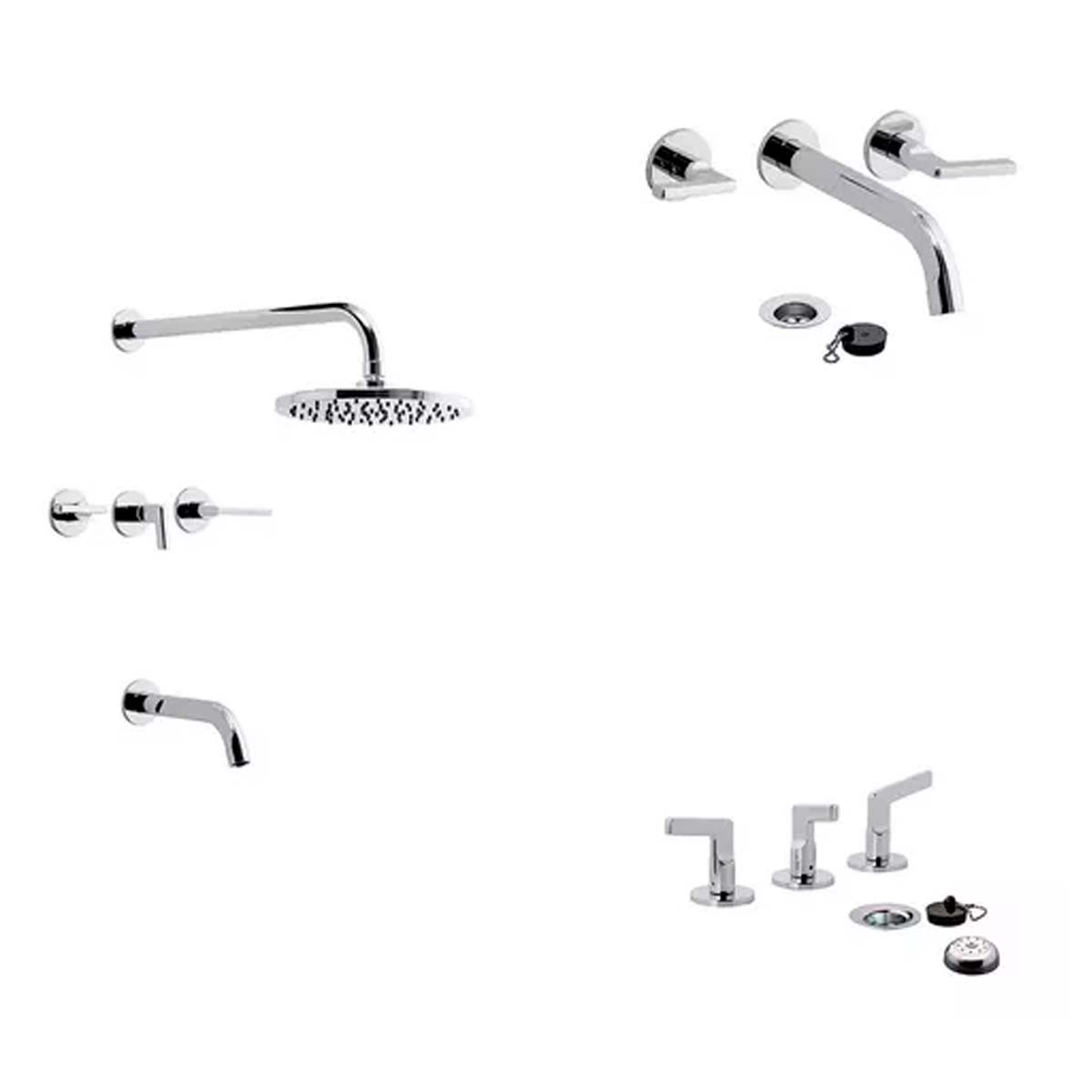 SET GRIFERIA DUCHA BIDET Y LAVATORIO DE PARED FV ARRAYAN