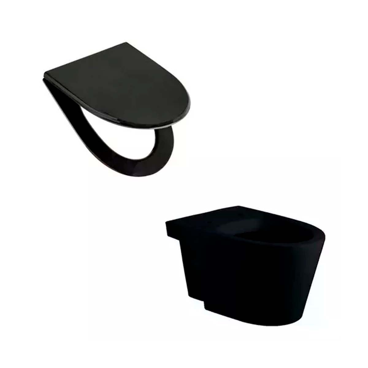 INODORO DE COLGAR IHPJ-N Y TAPA ASIENTO NEGRA MARINA FERRU