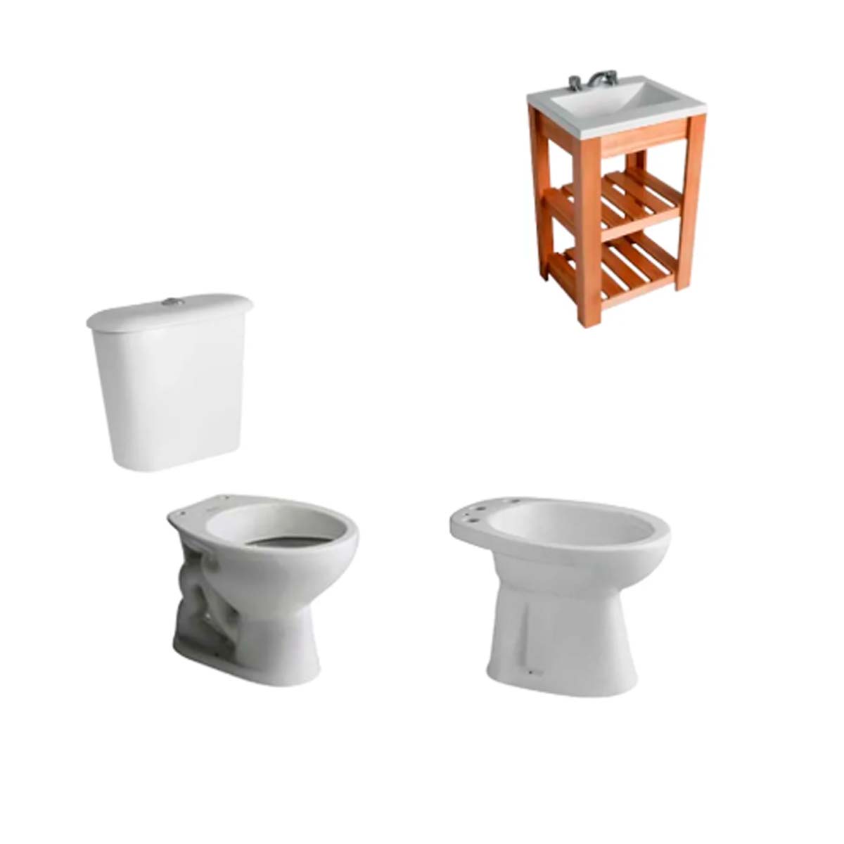 JUEGO DE BAÑO COMPLETO ANFINA TRAFUL INODORO CORTO FERRUM