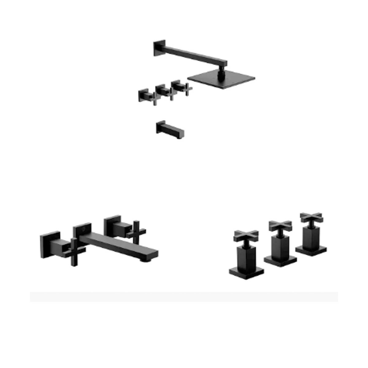 SET DE GRIFERIA PARA BAÑO 3 PIEZAS DOMINIC FV BLACK