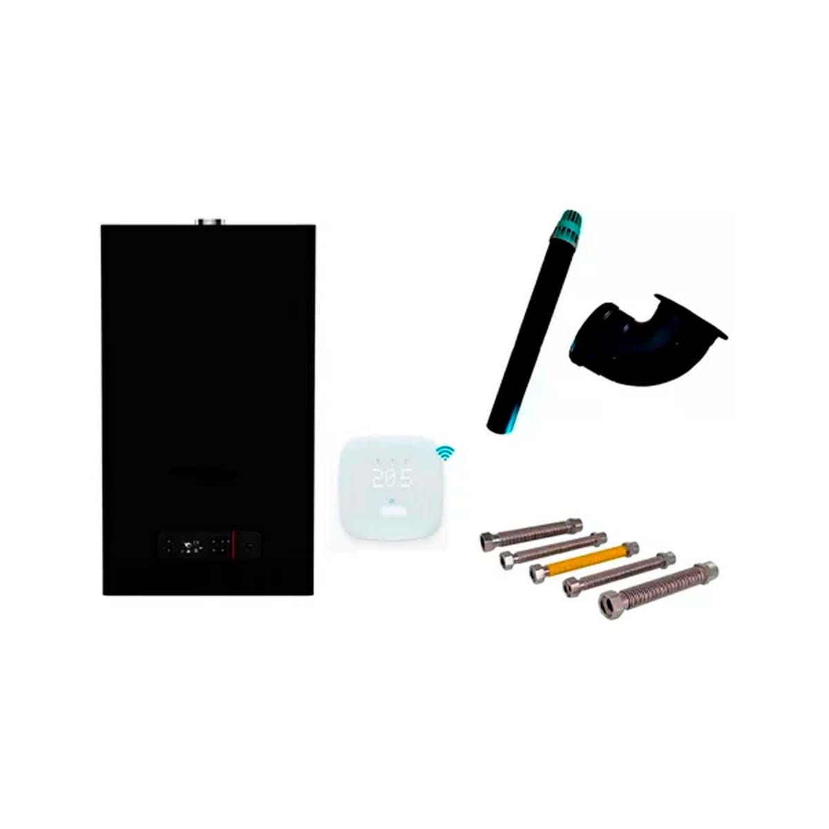 PEISA CALDERA PRIMA TEC SMART 32 NEGRA DOBLE SERVICIO TIRO FORZADO CON FLEXIBLES