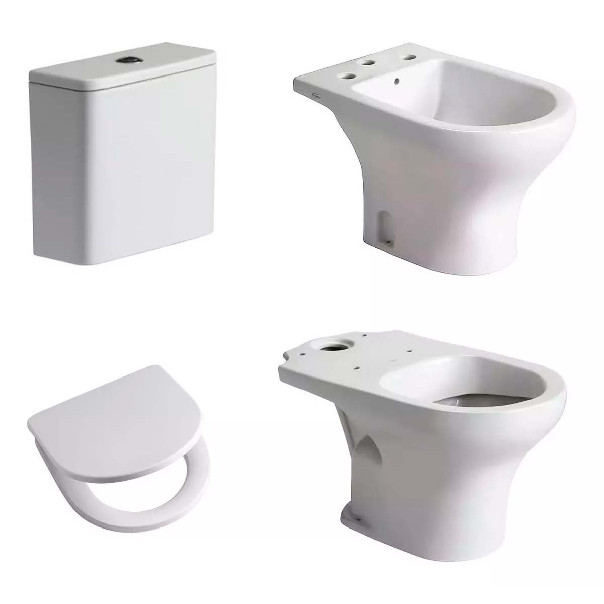 COMBO VENETO FERRUM INODORO L C/TAPA + DEPOSITO + BIDE 1 A 3 AGUJEROS