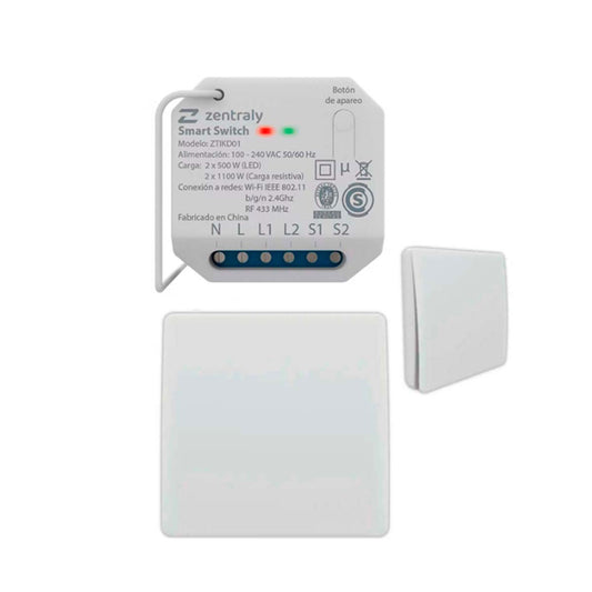 ZENTRALY SMART SWITCH DUAL Y 2 LLAVES SIMPLE KINETIC