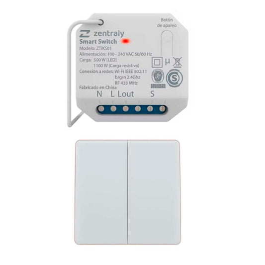 ZENTRALY SMART SWITCH SIMPLE Y LLAVE DOBLE KINETIC