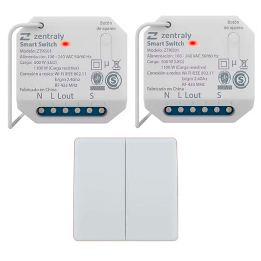 ZENTRALY 2 SMART SWITCH SIMPLE Y LLAVE DOBLE KINETIC