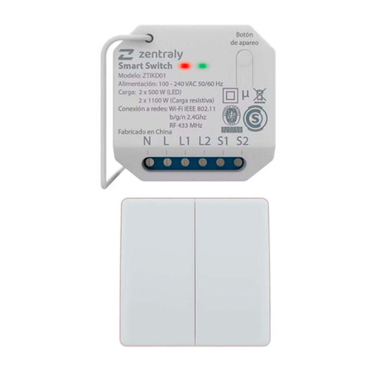 ZENTRALY SMART SWITCH DUAL Y LLAVE DOBLE KINETIC