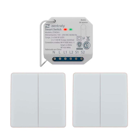 ZENTRALY SMART SWITCH DUAL Y 2 LLAVES DOBLE KINETIC