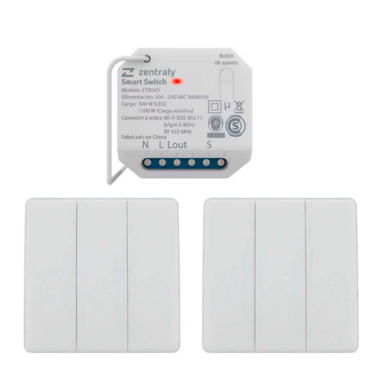 ZENTRALY SMART SWITCH SIMPLE 2 LLAVES TRIPLE KINETIC