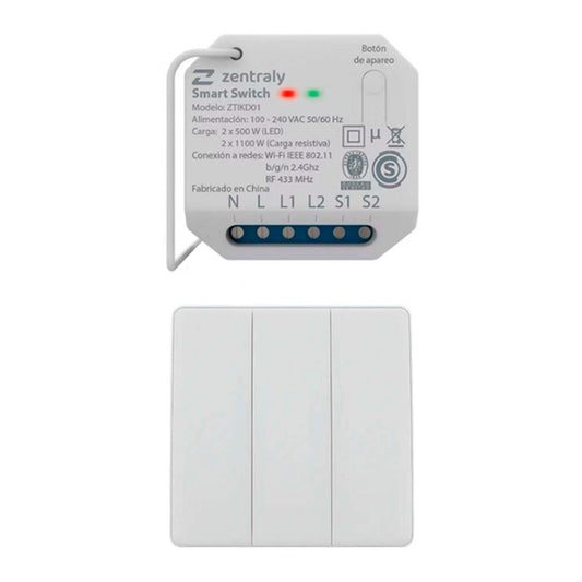 ZENTRALY SMART SWITCH DUAL Y LLAVE TRIPLE KINETIC