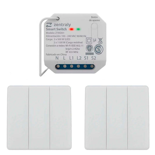 ZENTRALY SMART SWITCH DUAL Y 2 LLAVES TRIPLE KINETIC