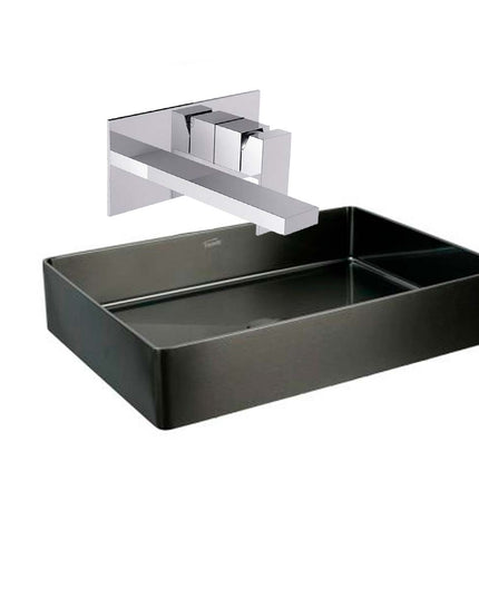 COMBO BACHA APOYAR FERRUM MOLA ACERO INOXIDABLE NEGRO L5136-NT + LAVATORIO PARED FV 0206/85N-CR