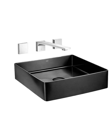 COMBO BACHA APOYAR FERRUM MOLA ACERO INOXIDABLE NEGRO LC36C-NM + LAVATORIO PARED 0203/H4-CR