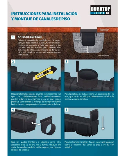 DURATOP CANAL H 55x1M REJA METALICA 10-702110100