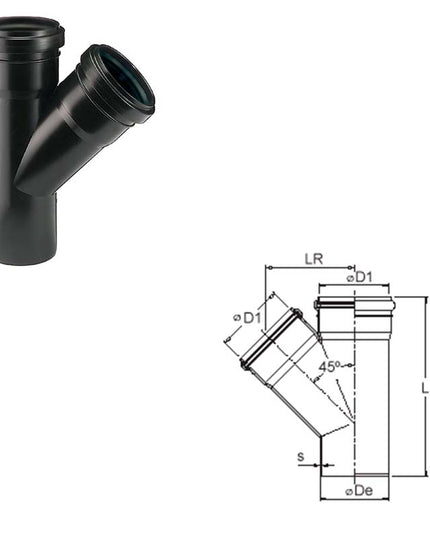 DURATOP RAMAL SIMPLE A 45º 110 X 110MM 10-165110000