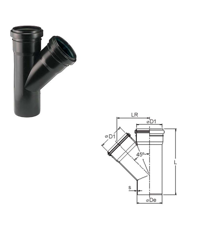 DURATOP RAMAL SIMPLE A 45º 110 X 110MM 10-165110000