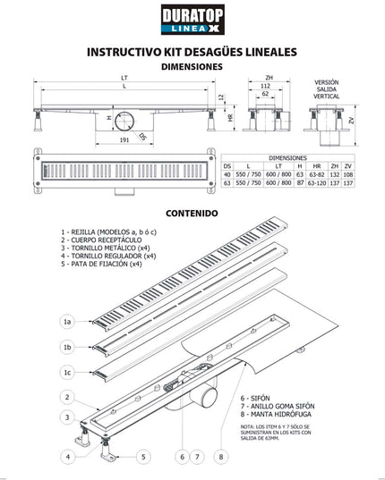 Dx Desague Lineal Dual 55cm 40 Ø Vert Xr 30-621550040