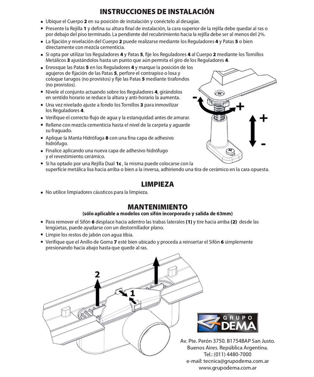 DX DESAGUE LINEAL LONGITUDINAL 75CM 40 Ø HORIZ XRS 30-610750040