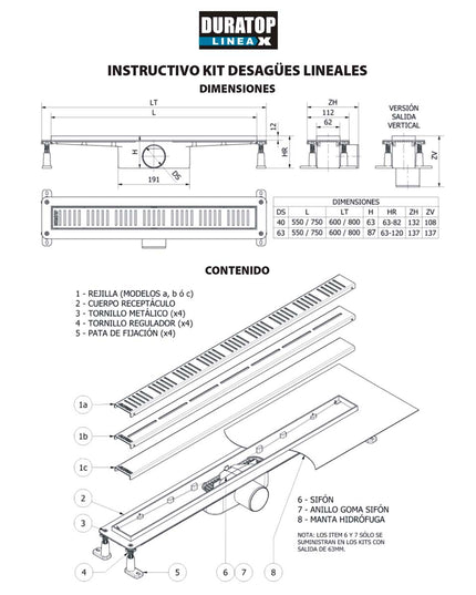 Dx Desague Lineal Transversal 55cm 63 Ø Horiz Xr  30-600550063