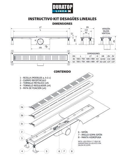 Dx Desague Lineal Transversal 75cm 63 Ø Vert Xr  30-601750063