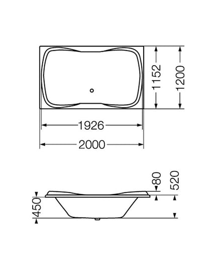 FERRUM ATLANTIS  BAÑERA 200 X120X45 CM BC001 ATL-BA-001-BL