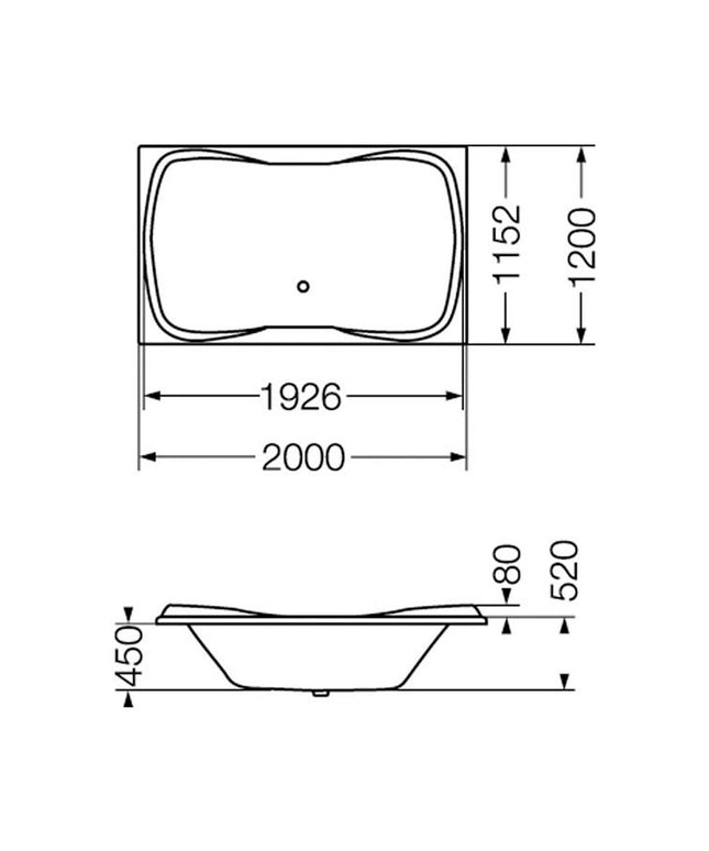 FERRUM ATLANTIS  BAÑERA 200 X120X45 CM BC001 ATL-BA-001-BL
