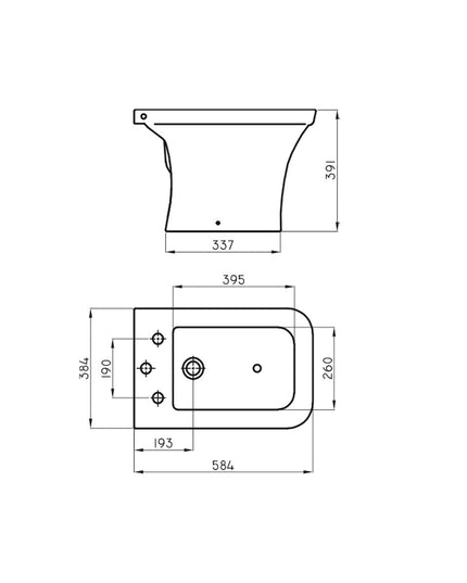FERRUM MILENA BIDET 3 AGUJERO BDF3J MIL-BI-301-BL