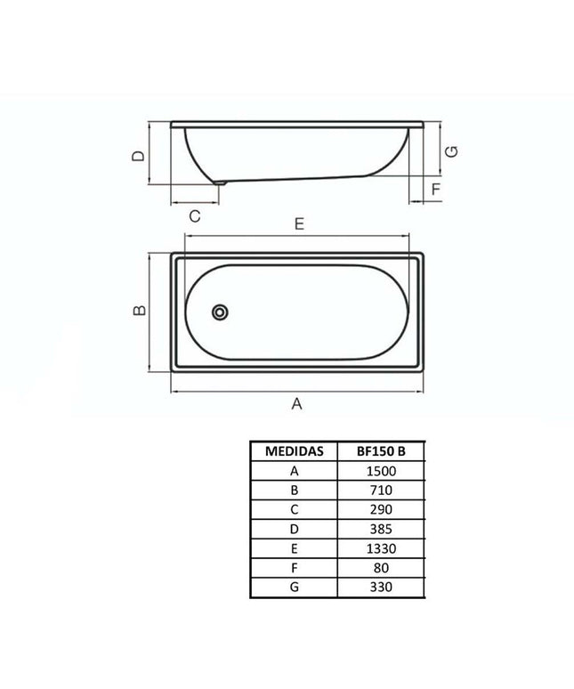 FERRUM SERENA BAÑERA 150 BF150  SER-BA-150-BL