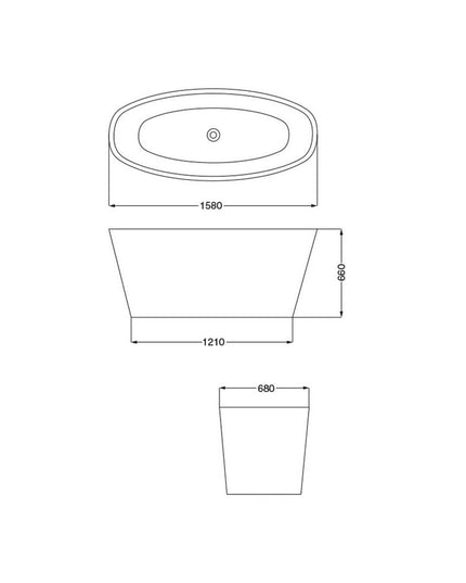 FERRUM KHIOS BAÑERA ISLA OVAL 1580X700 BL003 KHI-IS-006-BL