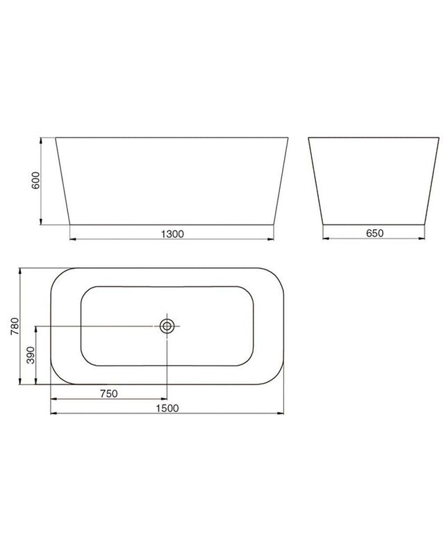 FERRUM KHIOS BAÑERA ISLA RADIAL 150x78 BL010 KHI-IS-010-BL