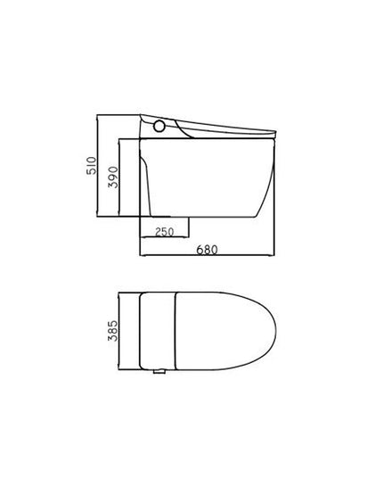 FERRUM MILANO SMART TEC INODORO LARGO CON DEPOSITO INCORPORADO Y TAPA DE ASIENTO INTELIGENTE MNO-IN-100-BL IEIQX-B