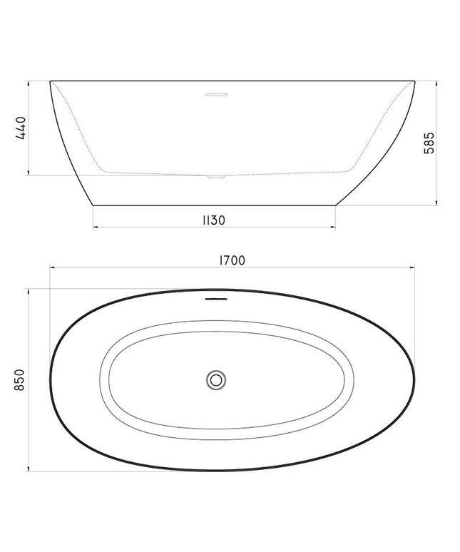FERRUM KHIOS BAÑERA ISLA OVAL 170X85X59 KHI-IS-012-BL