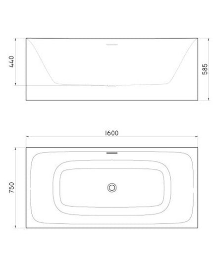FERRUM KHIOS BAÑERA ISLA CUADRA 160X75X59 KHI-IS-013-BL