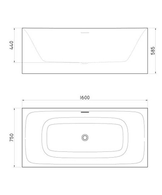 FERRUM KHIOS BAÑERA ISLA CUADRA 160X75X59 KHI-IS-013-BL